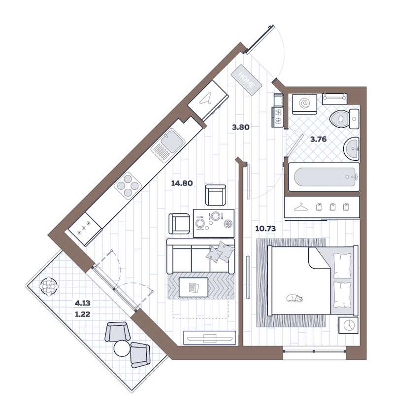 Однокомнатная квартира в : площадь 34.31 м2 , этаж: 2 – купить в Санкт-Петербурге